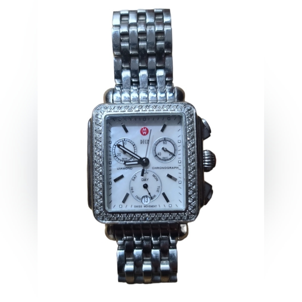 Michele Silver/Diamond Watch
